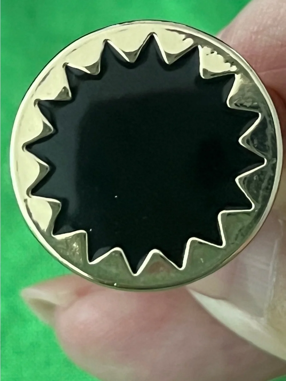 Gold Ring with Black Starburst Inlay